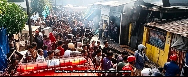 Kebakaran Rumah Semi Permanen di Jalan Bayam Makassar, Diduga Akibat Korsleting Listrik