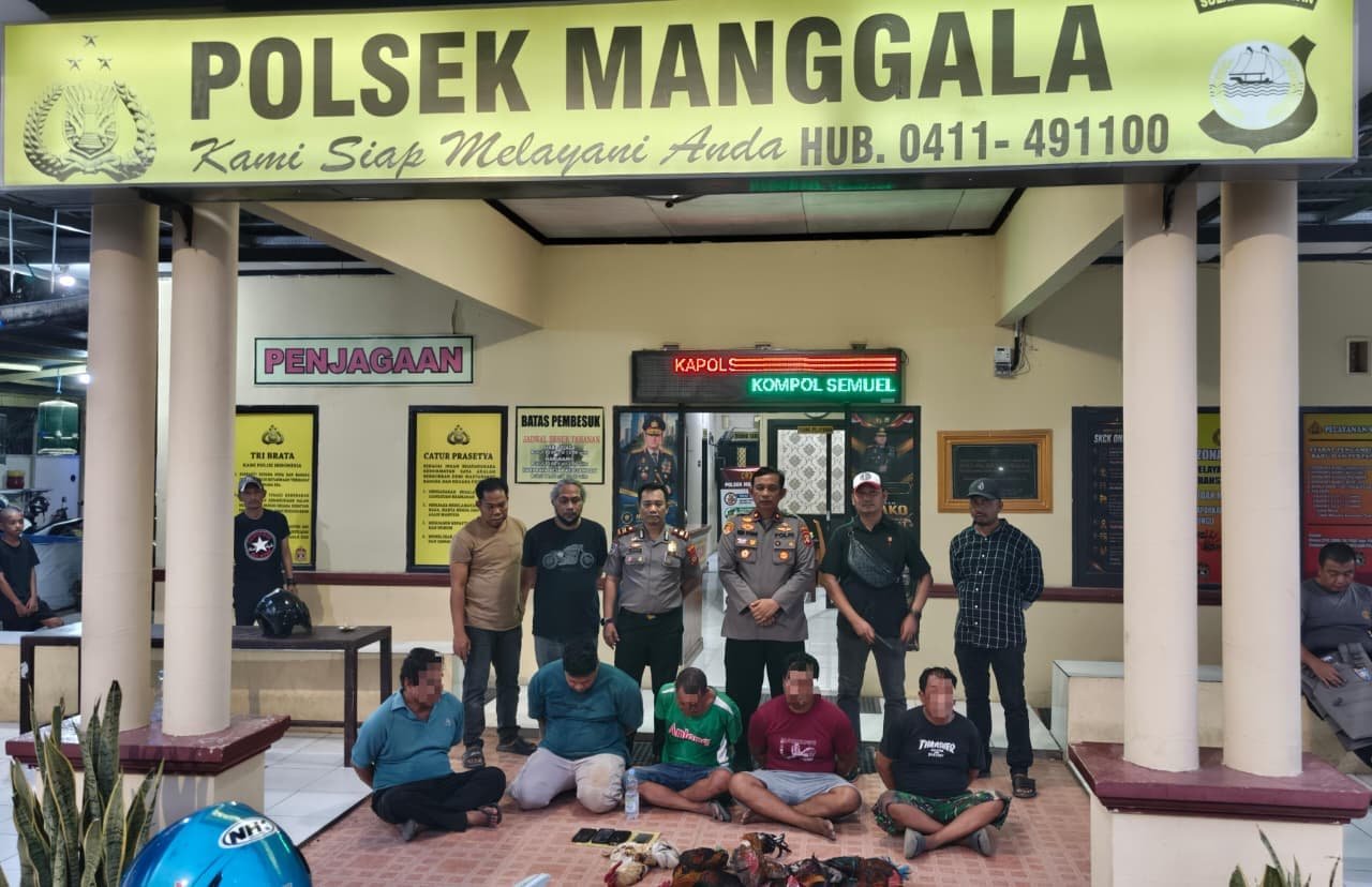 Polsek Manggala Razia Dua Lokasi Judi Sabung Ayam